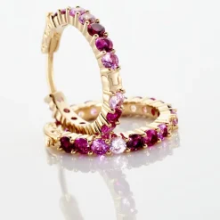 Histoire d'Or Créoles Zoelia Rondes Plaqué Or Jaune Pierres De Synthèse plaqué or jaune pierre rose Hot