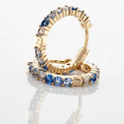 Histoire d'Or Créoles Zoelia Rondes Plaqué Or Jaune Pièrres De Synthèse plaqué or jaune pierre bleu Online