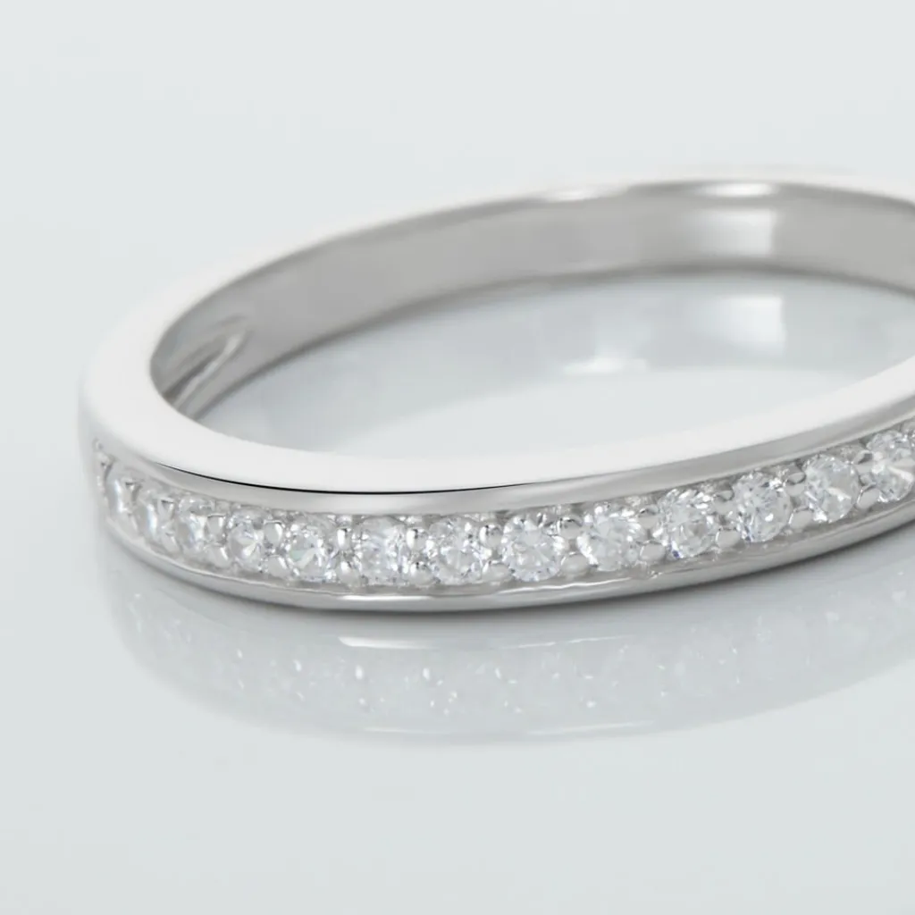 Histoire d'Or Demi Alliance Heket Argent Blanc Oxyde De Zirconium