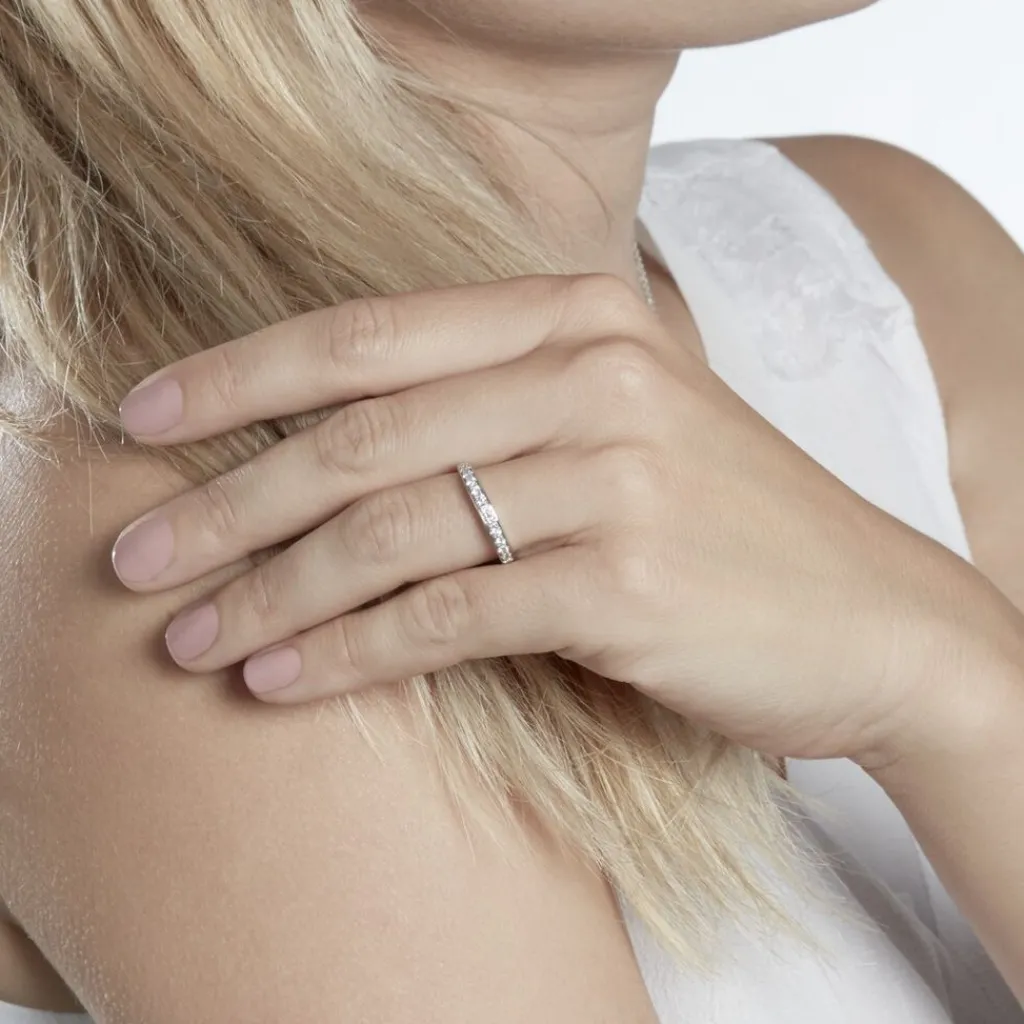 Histoire d'Or Demi Alliance Juliette Platine Blanc Diamant New