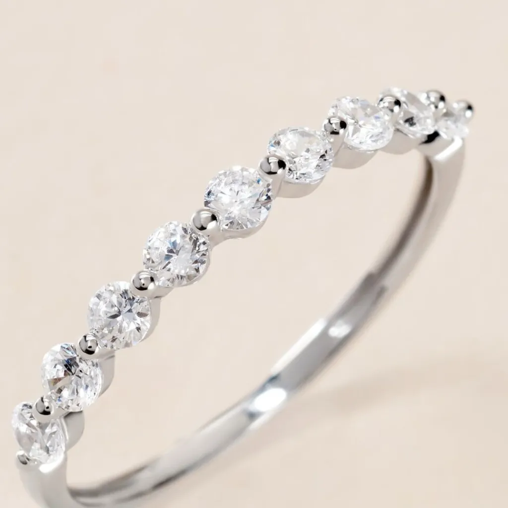 Histoire d'Or Demi Alliance Or Blanc Eclat D'etoile Oxyde De Zirconium or blanc oxyde Online