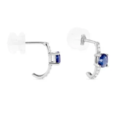 Histoire d'Or Demi Créoles Barrett Diamant or blanc saphir New