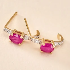 Histoire d'Or Demi Créoles Barrett Diamant or jaune rubis Best