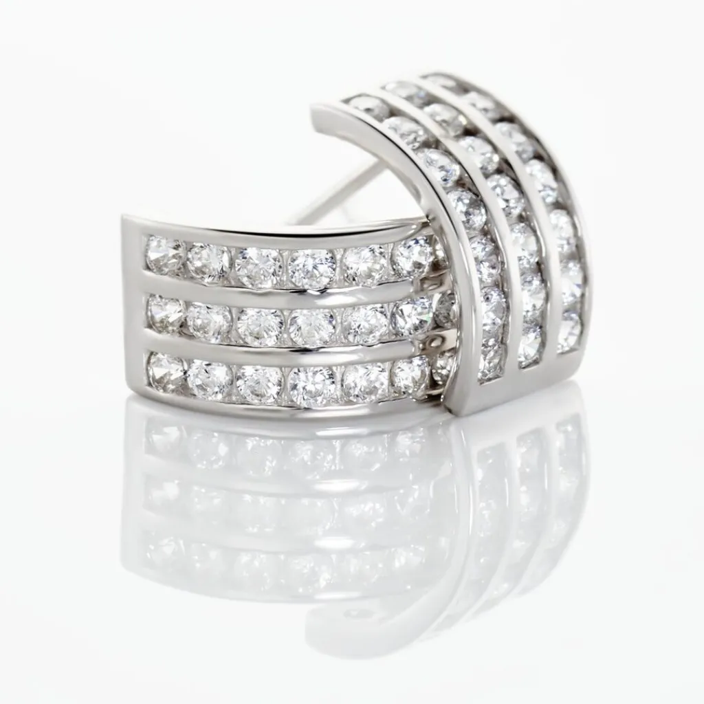 Histoire d'Or Demi Créoles Or Blanc Jacobea Oxyde De Zirconium Discount