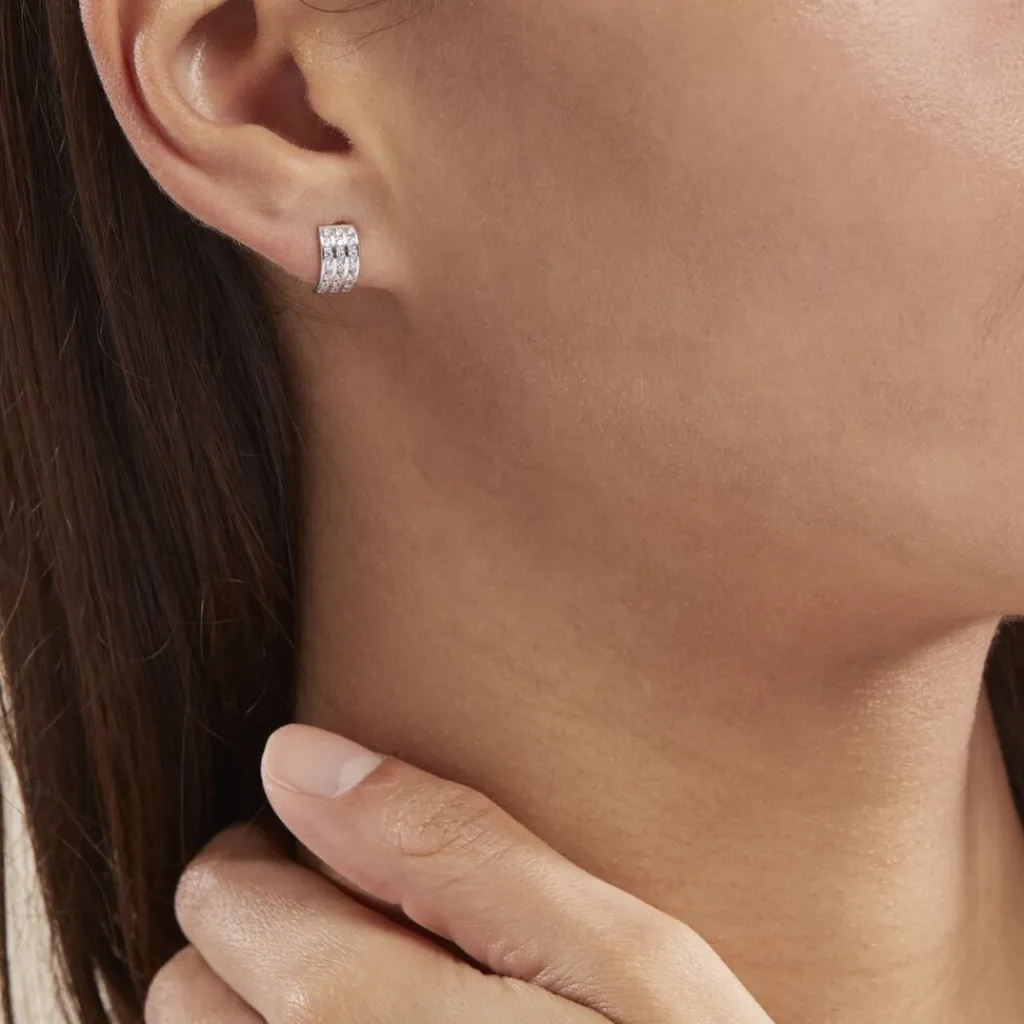 Histoire d'Or Demi Créoles Or Blanc Jacobea Oxyde De Zirconium Discount