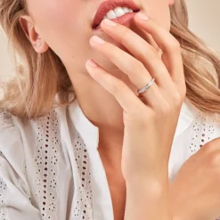 Histoire d'Or Demi-alliance Or Blanc Valentine Diamant Synthetique Outlet