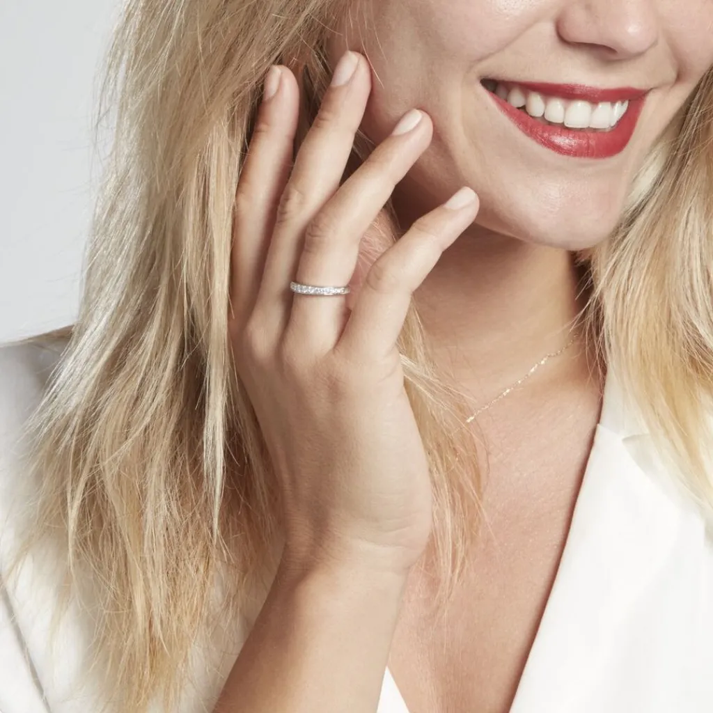 Histoire d'Or Demi-alliance Or Blanc Valentine Diamant Synthetique Outlet