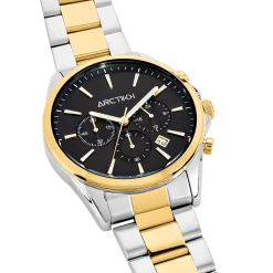 ARCTIK Montre Aube Noir cadran bicolore fond noir bracelet acier bicolore Discount