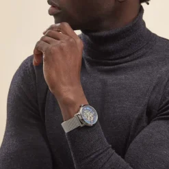 ARCTIK Montre Eclipse Bleu cadran argenté fond bleu bracelet acier argenté Sale