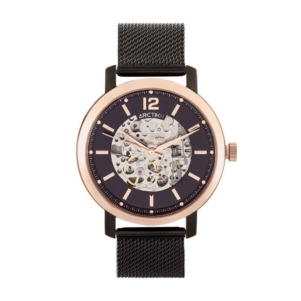 ARCTIK Montre Eclipse Noir cadran bicolore fond noir bracelet acier noir Best