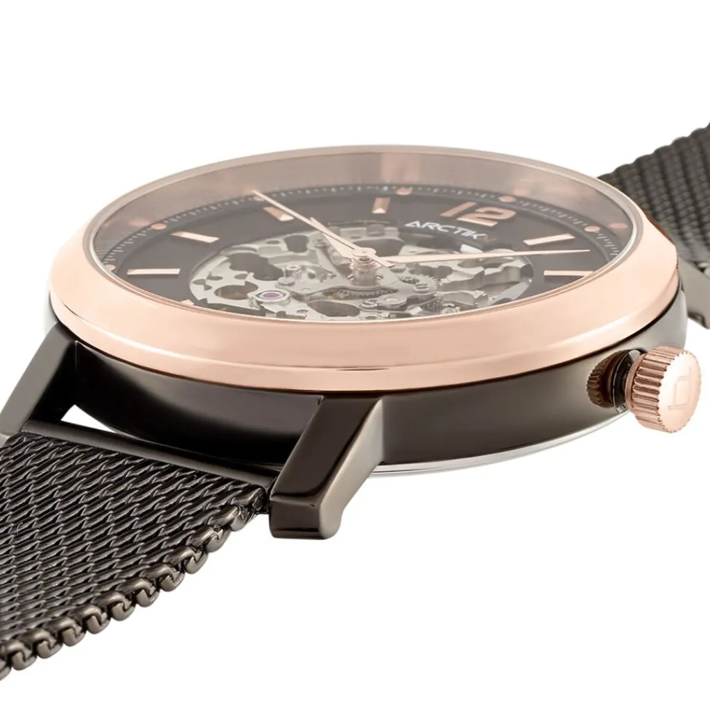 ARCTIK Montre Eclipse Noir cadran bicolore fond noir bracelet acier noir Best