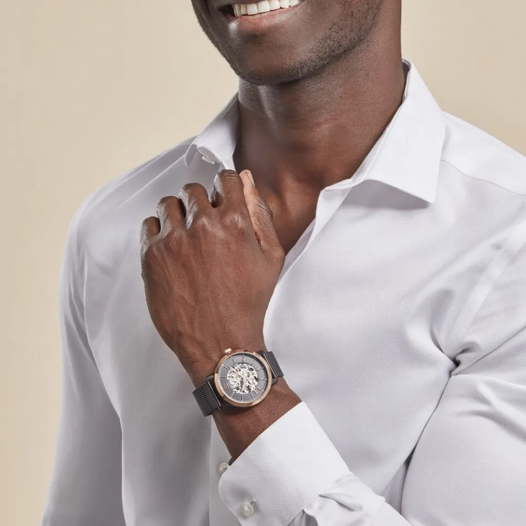 ARCTIK Montre Eclipse Noir cadran bicolore fond noir bracelet acier noir Best