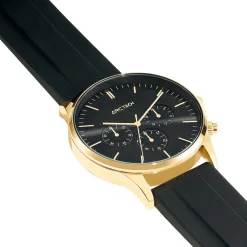 ARCTIK Montre Escale Noir cadran doré fond noir bracelet plastique noir