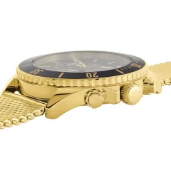 ARCTIK Montre Oxcal Noir cadran doré fond noir bracelet acier doré Best