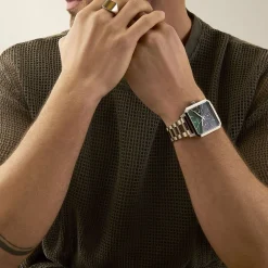 ARCTIK Montre Urbaine Vert cadran argenté fond vert bracelet acier argenté Clearance