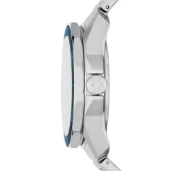 ARMANI EXCHANGE Montre Bleu cadran argenté fond bleu bracelet acier argenté Hot