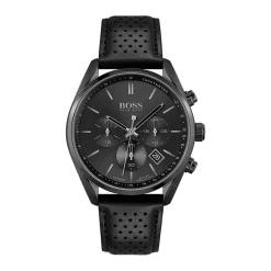 HUGO BOSS Montre Boss Champion Noir cadran noir fond noir bracelet cuir noir Online