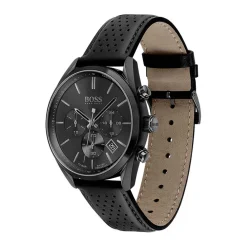 HUGO BOSS Montre Boss Champion Noir cadran noir fond noir bracelet cuir noir Online