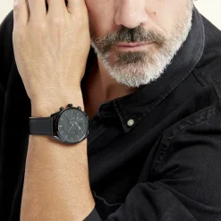 HUGO BOSS Montre Boss Champion Noir cadran noir fond noir bracelet cuir noir Online