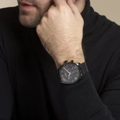 HUGO BOSS Montre Boss Gregor Noir cadran noir fond noir bracelet acier noir New