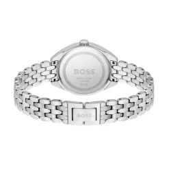 HUGO BOSS Montre Boss Mae Blanc cadran argenté fond blanc bracelet acier argenté Sale