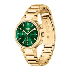HUGO BOSS Montre Boss One Vert cadran doré fond vert bracelet acier doré Best