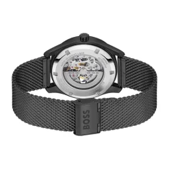 HUGO BOSS Montre Boss Principle Skeleton Noir cadran noir fond noir bracelet acier noir Clearance