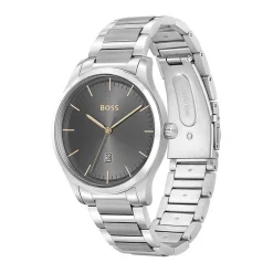 HUGO BOSS Montre Boss Reason Gris cadran argenté fond gris bracelet acier argenté Hot