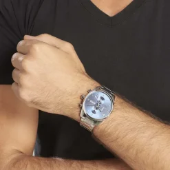 HUGO BOSS Montre Boss Skymaster Bleu cadran argenté fond bleu bracelet acier argenté Discount