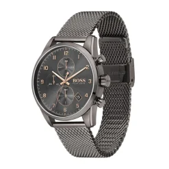 HUGO BOSS Montre Boss Skymaster Gris cadran gris fond gris bracelet acier gris New