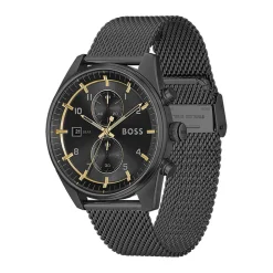 HUGO BOSS Montre Boss Skytraveller Noir cadran noir fond noir bracelet acier noir Discount