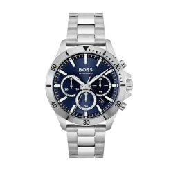 HUGO BOSS Montre Boss Troper Bleu cadran argenté fond bleu bracelet acier argenté Online