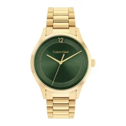 CALVIN KLEIN Montre Iconic Vert cadran doré fond vert bracelet acier doré Hot