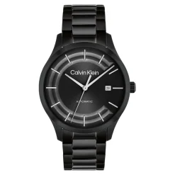 CALVIN KLEIN Montre Iconic Automatic Noir cadran noir fond noir bracelet acier noir Clearance