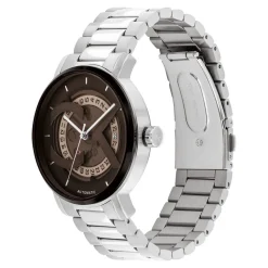 CALVIN KLEIN Montre Iconic Automatic Marron cadran argenté fond marron bracelet acier argenté Clearance