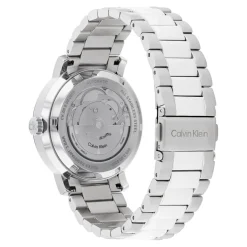 CALVIN KLEIN Montre Iconic Automatic Bleu cadran argenté fond bleu bracelet acier argenté Best