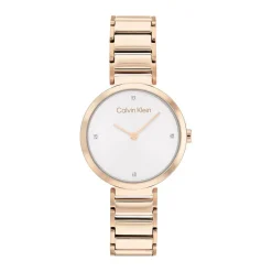 CALVIN KLEIN Montre Minimalistic T Bar Argent cadran doré rose fond argenté bracelet acier doré rose Discount