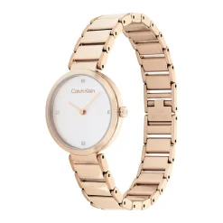 CALVIN KLEIN Montre Minimalistic T Bar Argent cadran doré rose fond argenté bracelet acier doré rose Discount