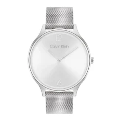 CALVIN KLEIN Montre Timeless 2h Argent cadran argenté fond argenté bracelet acier argenté Hot