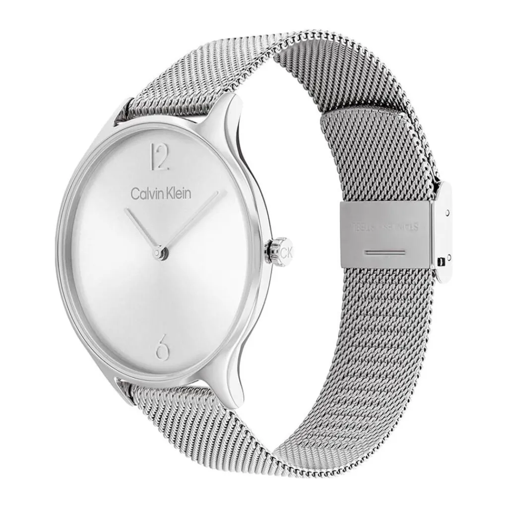CALVIN KLEIN Montre Timeless 2h Argent cadran argenté fond argenté bracelet acier argenté Hot