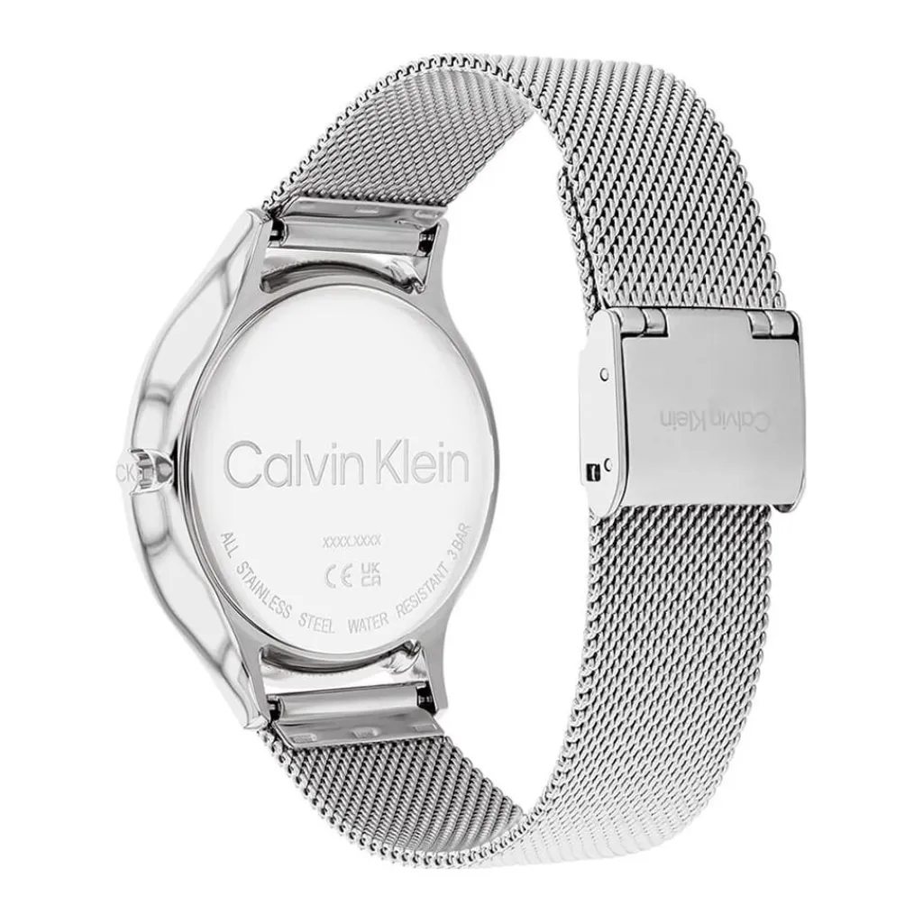 CALVIN KLEIN Montre Timeless 2h Argent cadran argenté fond argenté bracelet acier argenté Hot