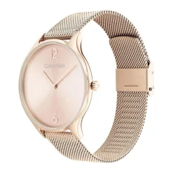 CALVIN KLEIN Montre Timeless 2h Rose cadran doré rose fond rose bracelet acier rose Clearance
