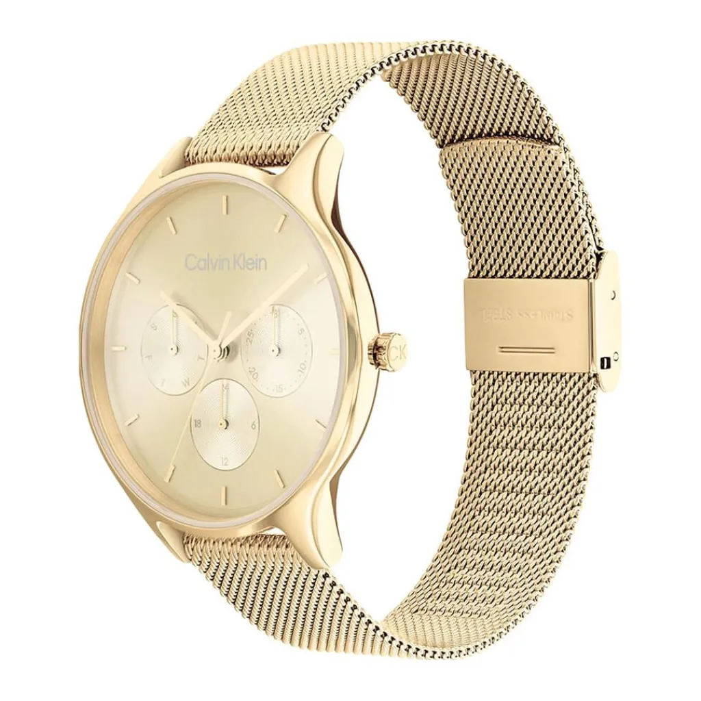 CALVIN KLEIN Montre Timeless Multi Champagne cadran doré fond champagne bracelet acier doré Sale