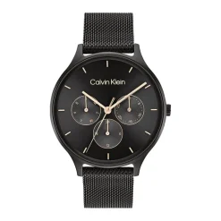 CALVIN KLEIN Montre Timeless Multi Noir cadran noir fond noir bracelet acier noir Outlet