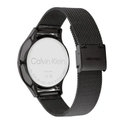 CALVIN KLEIN Montre Timeless Multi Noir cadran noir fond noir bracelet acier noir Outlet