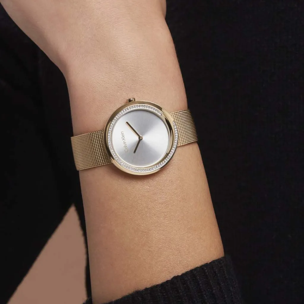 CALVIN KLEIN Montre Twist Argenté cadran doré fond argenté bracelet acier doré Discount