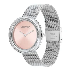CALVIN KLEIN Montre Twist Rose cadran argenté fond rose bracelet acier argenté Best