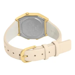 CASIO COLLECTION Montre Blanc cadran dore fond blanc bracelet cuir rose Outlet