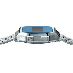 CASIO COLLECTION Montre Bleu cadran gris bracelet acier argenté Sale