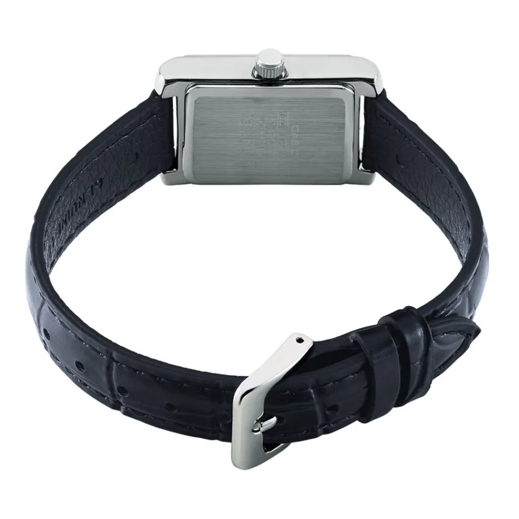 CASIO COLLECTION Montre Gris cadran argenté fond gris bracelet cuir noir Clearance